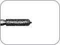 Бор алмазный с пином под параллельный желобообразный уступ, укороченный, со скруглённым кончиком, "стандартный (средний)", хвостовик турбинный (FG), L раб. части 6,0 мм, L пина 0,5 мм, Ø=1,8 мм, глубина препарирования 0,65 мм по краю коронки