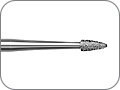 Бор алмазный для обработки ZrO2 с использованием лабораторной турбины, пулеобразный (гранатовидный), "финишный", хвостовик турбинный удлинённый (FGL), L раб. части 3,4 мм, Ø=1,4 мм