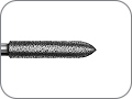 Бор алмазный для обработки коронок и мостов, торпедовидный, "средний (стандартный)", хвостовик прямой (HP), L раб. части 15,0 мм, Ø=2,0 мм