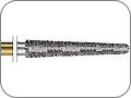 Бор алмазный под желобообразный уступ, удлиненный, со скругленным кончиком, "грубый структурный", хвостовик турбинный (FG), L раб. части 12,0 мм, Ø=2,1 мм, угол 2°