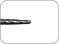 Бор для обработки коронок и мостов, твердосплавный конусный, со скруглённым кончиком и крестообразной насечкой режущих граней, хвостовик прямой (HP), L раб. части 4,4 мм, Ø=1,6 мм