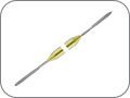 Шпатель малый двусторонний, ширина: 3,5 мм / 3,5 мм, цвет ручки "золотой"