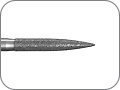 Бор алмазный для препарирования под коронку и окклюзионных поверхностей, пламевидный удлинённый, "финишный", хвостовик турбинный (FG), L раб. части 10,0 мм, Ø=1,0 мм