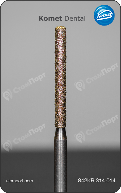 Бор алмазный для создания параллельного плечевого уступа, экстрадлинный, со скругленной кромкой, "стандартный (средний)", хвостовик турбинный (FG), L раб. части 12,0 мм, Ø=1,4 мм