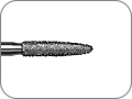 Бор алмазный для обработки всех видов керамики, включая ZrO2, пламевидный удлинённый со скруглённым кончиком, "стандартный (средний)", хвостовик турбинный (FG), L раб. части 8,0 мм, Ø=1,6 мм