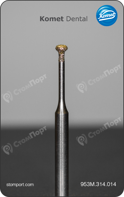 Бор алмазный для микропрепарирования, овальный на тонкой шейке, хвостовик турбинный (FG), L раб. части 2,0 мм, Ø=1,4 мм