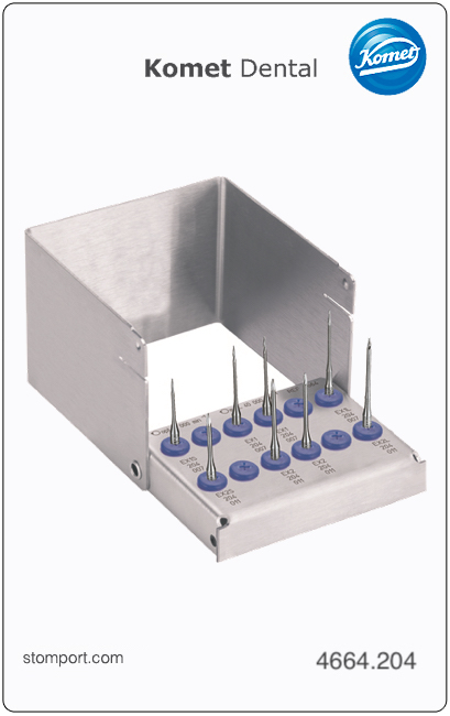 Стартовый набор эндодонтических римеров ЭндоЭксплорер (EndoExplorer) для подготовки полости эндодонтического доступа, 8 инструментов в комплекте с автоклавируемой подставкой из нержавеющей стали