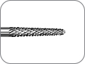 Фреза твердосплавная, конусная, с крупной высокоэффективной ступенчатой насечкой и скруглённым кончиком, хвостовик прямой короткий толстый (HPST), L раб. части 12,0 мм, Ø=2,3 мм, угол 2°