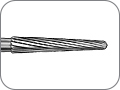 Финир для конусного желобообразного уступа, скруглённый кончик, 12 лезвий (стандартный), хвостовик турбинный (FG), L раб. части 8,0 мм, Ø=1,6 мм, угол 2°