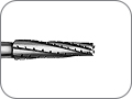 Бор твердосплавный для челюстной хирургии и препарирования полости, конусный удлинённый, с крестообразной насечкой режущих граней, хвостовик турбинный (FG), L раб. части 7,5 мм, Ø=2,1 мм