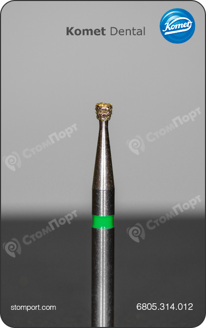 Бор алмазный для создания ретенционных пунктов, обратный конус, "грубый", хвостовик турбинный (FG), L раб. части 1,2 мм, Ø=1,2 мм