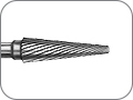 Фреза твердосплавная, конусная, с особой скошенной насечкой, хвостовик прямой короткий (HPS), L раб. части 13,0 мм, Ø=2,3 мм, угол 2°