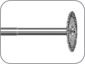 Диск алмазный для обработки ZrO2 c использованием лабораторной турбины вне ротовой полости, хвостовик турбинный (FG), толщ. диска 0,3 мм, покрытие 1,0 мм от края диска, Ø=10,0 мм