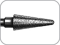Бор спечённый алмаз для обработки коронок и мостов, сплавов для литья, конусный с заострённым кончиком, "грубый", хвостовик прямой (HP), L раб. части 13,0 мм, Ø=6,0 мм