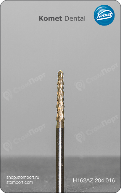 Фреза Линдеманна твердосплавная, с особой ступенчатой насечкой, с ZrN покрытием, хвостовик угловой (RA), L раб. части 9,0 мм, Ø=1,6 мм
