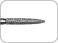 Бор алмазный для обработки всех видов керамики, включая ZrO2, пламевидный удлинённый с заострённым кончиком, "финишный", хвостовик турбинный (FG), L раб. части 10,0 мм, Ø=1,4 мм