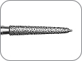 Бор алмазный с пином под конусный желобообразный уступ, удлинённый, "стандартный (средний)", хвостовик турбинный (FG), L раб. части 10,0 мм, L пина 0,5 мм, Ø=1,8 мм, глубина препарирования 0,33 мм по краю коронки