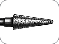 Бор спечённый алмаз для обработки коронок и мостов, сплавов для литья, конусный с заострённым кончиком, "стандартный (средний)", хвостовик прямой (HP), L раб. части 12,0 мм, Ø=5,0 мм