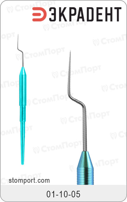 Зонд стоматологический штыкообразный, односторонний, цвет ручки "бирюзовый"