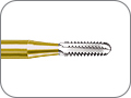 Бор для разрезания металлических коронок, твердосплавный усиленный, хвостовик турбинный (FG), L раб. части 4,0 мм, Ø=1,2 мм, применять под углом 45°