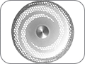 Диск алмазный двухсторонний для разделения и контурирования керамики и акрила, сотовидный, усиленный спиралью, "грубый",  хвостовик прямой (HP), толщ. диска 0,22 мм, покрытие от края диска 3,0 мм, Ø=22,0 мм