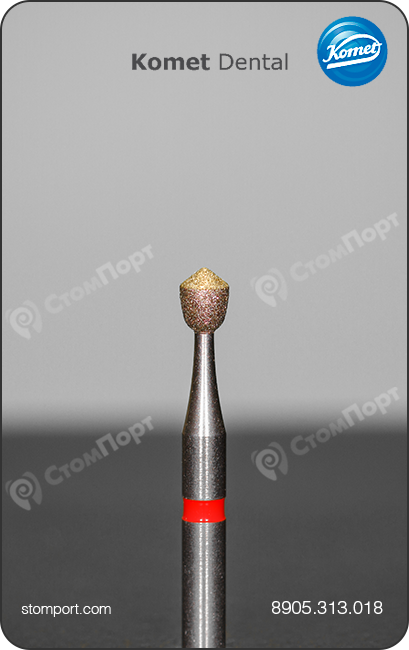Бор алмазный для обработки окклюзионных поверхностей, "финишный", хвостовик турбинный короткий (FGS), L раб. части 2,3 мм, Ø=1,8 мм
