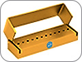 Подставка для боров автоклавируемая (алюминий) для 12 боров под турбинный (FG) наконечник, 86х25х30 мм, Lmax=26 мм, цвет - золото
