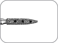 Бор алмазный с лазерной маркировкой глубины препарирования (2, 4 и 6 мм), пулевидный удлинённый, "грубый", хвостовик турбинный (FG), L раб. части 8,0 мм, Ø=1,2 мм