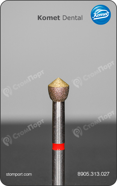 Бор алмазный для обработки окклюзионных поверхностей, "финишный", хвостовик турбинный короткий (FGS), L раб. части 2,9 мм, Ø=2,7 мм