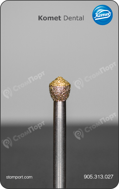 Бор алмазный для обработки окклюзионных поверхностей, "стандартный (средний)", хвостовик турбинный короткий (FGS), L раб. части 2,9 мм, Ø=2,7 мм