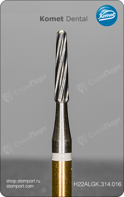 Финир для снятия адгезива лабиальный, конусный спиралевидный с безопасным кончиком, удлинённая рабочая часть, хвостовик турбинный (FG), L раб. части 8,3 мм, Ø=1,6 мм
