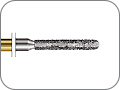 Бор для формирования параллельного желобообразного уступа алмазный цилиндрический со скругленным кончиком, "грубый структуный", хвостовик турбинный (FG), L раб. части 8,0 мм, Ø=1,6 мм