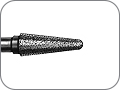 Бор спечённый алмаз для обработки коронок и мостов, сплавов для литья, конусный с заострённым кончиком, "грубый", хвостовик прямой (HP), L раб. части 9,5 мм, Ø=3,3 мм