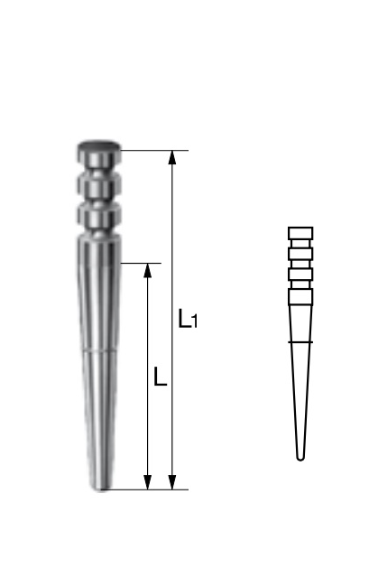 Штифт корневой титановый для цельнолитой или приливаемой вкладки, Ø=0,7 мм, L корн.=14,4 мм, L общ.=20,0 мм