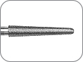 Бор алмазный под желобообразный уступ, удлиненный, со скругленным кончиком, "финишный", хвостовик турбинный (FG), L раб. части 12,0 мм, Ø=2,1 мм, угол 2°