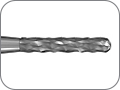 Бор для разрезания металлокерамических и металлических коронок, твердосплавный, хвостовик турбинный (FG), L раб. части 8,0 мм, Ø=1,4 мм, применять под углом 45°