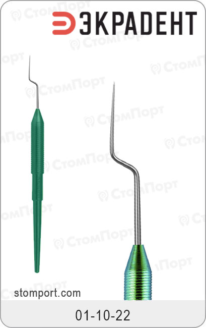 Зонд стоматологический штыкообразный, односторонний, цвет ручки "травяной"