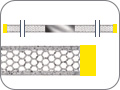 Штрипс алмазный сотовидный с односторонним покрытием (нерж. сталь), L=148 мм, зерно extra-fine (жёлтый), толщ. 0,08 мм, шир. 3,75 мм