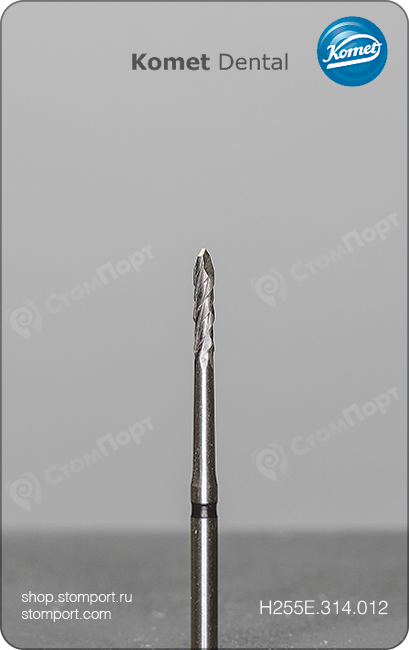 Фреза для эффективного препарирования кости и твердой ткани зуба твердосплавная цилиндрическая, хвостовик турбинный (FG), L раб. части 6,0 мм, Ø=1,2 мм