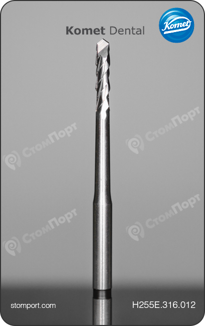 Фреза для эффективного препарирования кости и твердой ткани зуба твердосплавная цилиндрическая, хвостовик турбинный экстрадлинный (FGXL), L раб. части 6,0 мм, Ø=1,2 мм