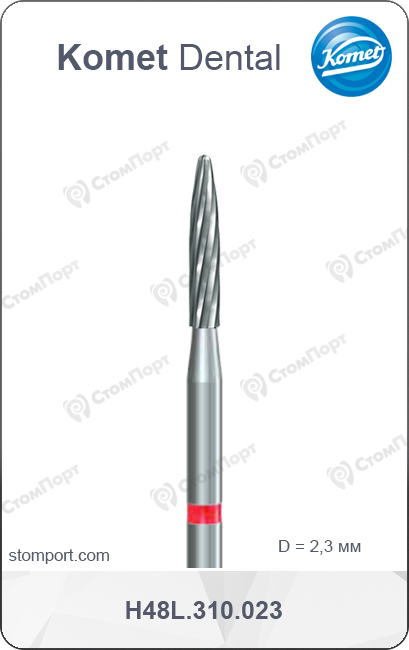 Финир пламевидный удлинённый для сглаживания титановых имплантатов при хирургическом резекционном лечении периимплантита, 12 лезвий (стандартный), хвостовик турбинный сверхэкстрадлинный (FGSXL), L раб. части 8,0 мм, L общ.=30 мм, Ø=2,3 мм