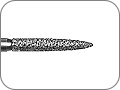 Бор алмазный для препарирования под коронку и окклюзионных поверхностей, пламевидный удлинённый, "ультрафинишный", хвостовик турбинный (FG), L раб. части 10,0 мм, Ø=1,2 мм