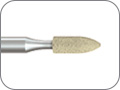 Камень алмазный с керамической связкой (DCB) для обработки всех видов керамики (вкл. ZrO2) и твёрдых металлических сплавов, пулевидный, "грубый", хвостовик прямой (HP), L раб. части 7,0 мм, Ø=2,5 мм
